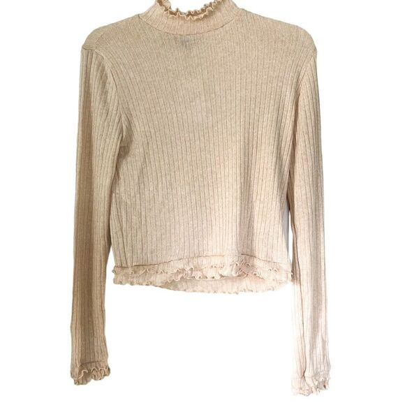 Forever 21 Oatmeal Beige Knit High Neck Long Sleeve Layer Sweater Size XL - Picture 1 of 6